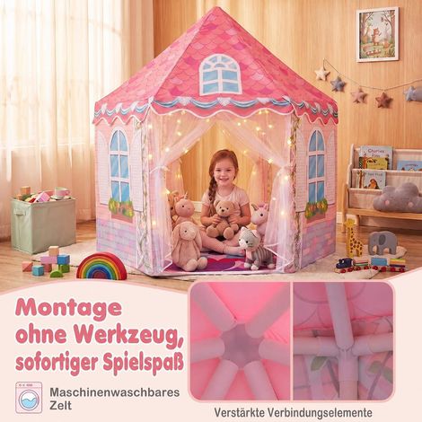 Kids Hexagonal Play Tent with Dance Mat - Pink (1/5)