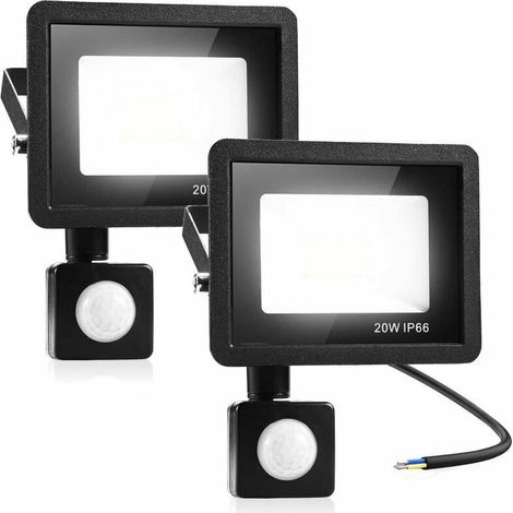 2 pcs Lampe de Sécurité 20W Avec Détecteur de Mouvement PIR, Projecteur à LED Intelligent, Lumières Exterieur 1600 Lumens 3000K Blanc Chaud, Spot LED Extérieur étanche IP66 pour Jardin, Garag (1/5)