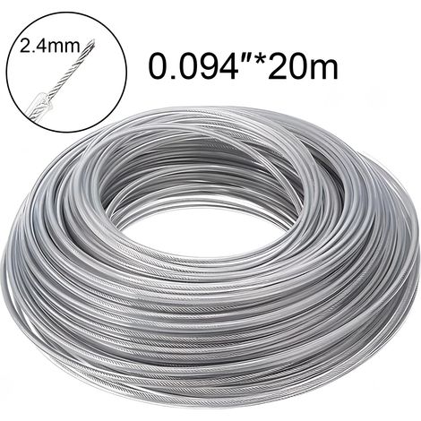 Fil d'acier (2,4 mm) pour coupe-bordures et débroussailleuse, résistant à l'usure. (1/5)