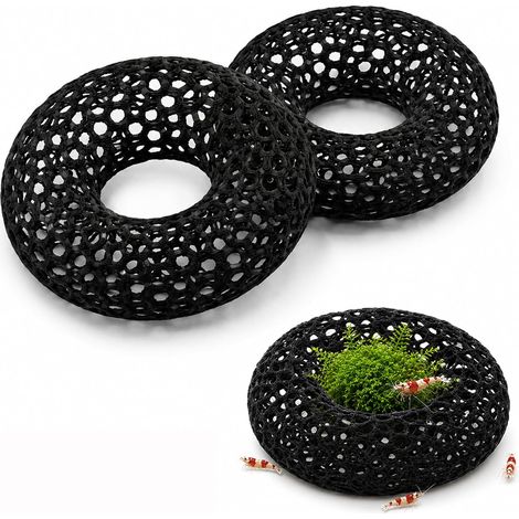 Lot de 2 Grotte Crevettes Aquarium, Cachette Crevettes en Forme d’Anneau en Plastique, 8 x 8 x 2,5 cm, Décoration Aquarium pour Crevettes, Jeunes Crevettes, Petits Poissons, Accessoire Aquascaping (1/5)