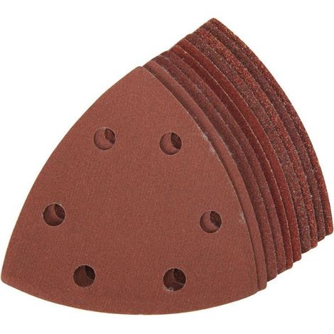 LOT DE 10 FEUILLES ABRASIVES AUTO-AGRIPPANTES TRIANGULAIRES 90 MM GRAINS ASSORTIS 383444