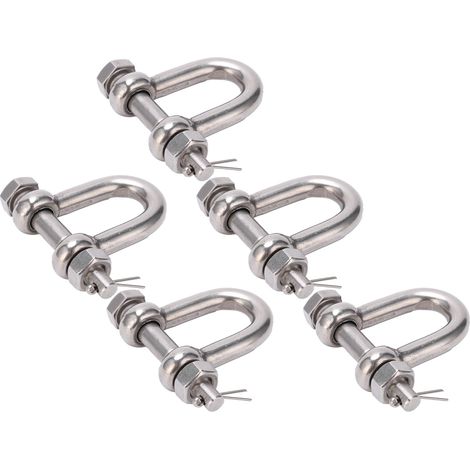 5 Pièces Manille Filetée avec Goupille Sécurité en Acier Inox 304 pour Gréement Maritime et Levage Industriel M8 (1/5)