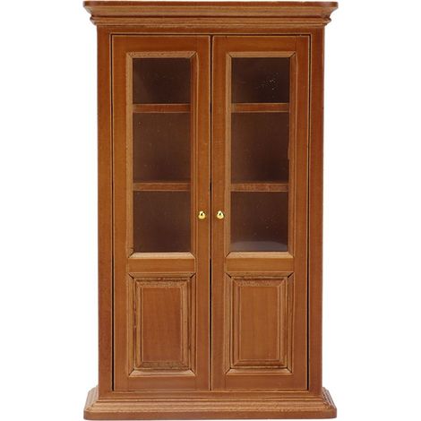 Étagère bibliothèque miniature 1:12 en bois pour maison de poupée, meuble de décoration pour salon ou bureau, couleur marron. (1/5)