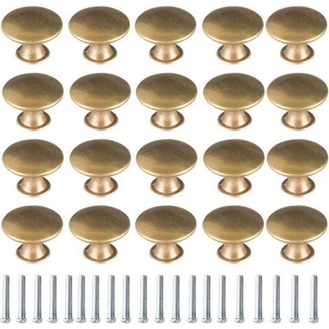 Bouton de Porte Laiton 20 Pièces Vintage Laiton Poignées Boutons de Meuble Boutons Porte de Tiroir Poignée de Meuble Bouton de Meuble Vintage pour Tiroir Armoire Meuble Cuisine de Placard