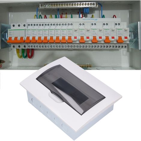 Boîte électrique encastrée à 12 voies de type Merlin avec couvercle transparent et rail DIN, série LRP1 (1/5)