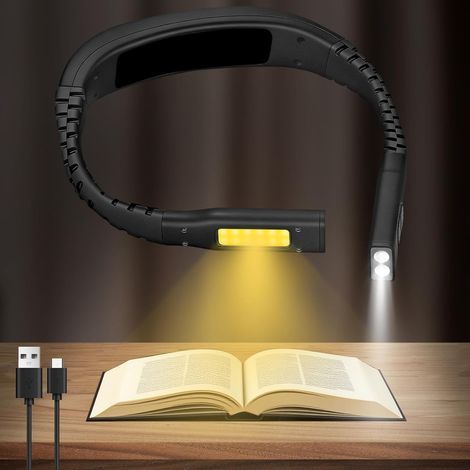 Neck Reading Light, Rechargeable Bed Reading Lamp, Portable Reading Light for Bed, 3 Colors, Suitable Christmas Gifts, for Travel, Knitting, Sewing, Camping (1/5)