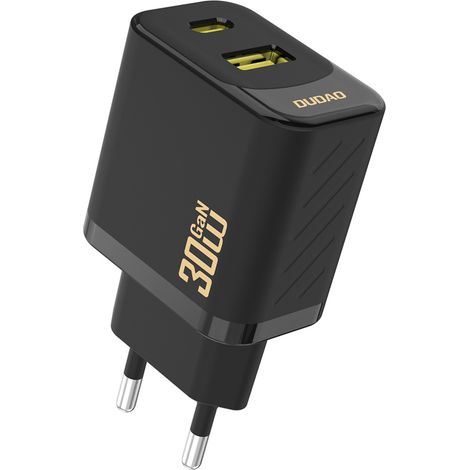 USB-A/USB-C GaN PD 30W Wandladegerät – Schwarz