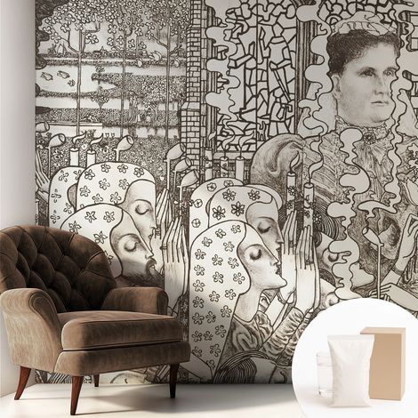 Papier peint intissé avec imprimé pour intérieur moderne application facile a motif - Colle incluse gratuite Portraits floraux 250x250 cm (1/5)