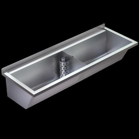 KWC Waschtrog, SIRIUS, Edelstahl, 2 Becken, 1420x346x500 mm, Abläufe Mi (1/2)