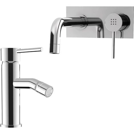 Set miscelatore lavabo ad incasso e bidet senza scarico in ottone cromato Ava (1/5)