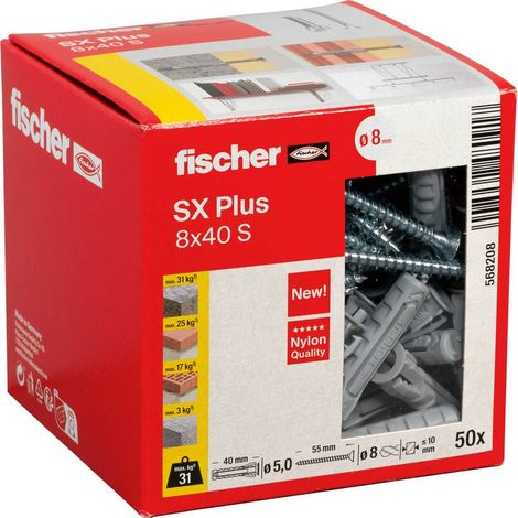 Fischer 568208 SX Plus Tassello ad espansione 40 mm 8 mm 50 pz. (1/5)
