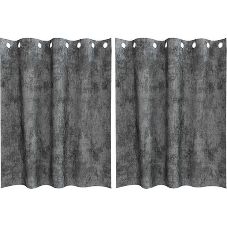 Rideaux en velours, ensemble deux pièces, gris, 140 x 140 cm (1/5)