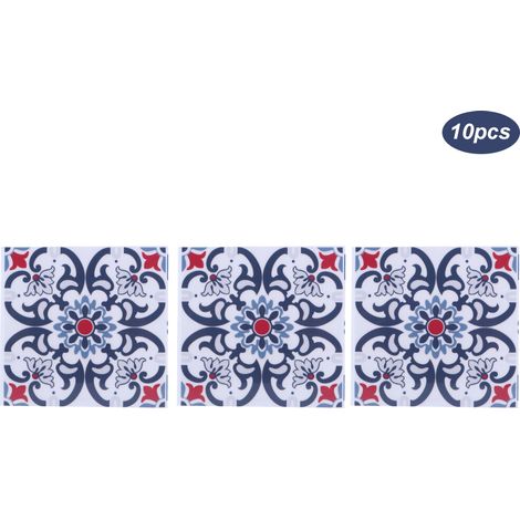 Lot de 10 autocollants décoratifs imperméables pour carrelage en céramique, pour cuisine et salle de bain, 10 x 10 cm (1/5)