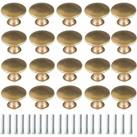 Bouton de Porte Laiton 20 Pièces Vintage Laiton Poignées Boutons de Meuble Boutons Porte de , XU,Tiroir Poignée de Meuble Bouton de Meuble Vintage pour Tiroir Armoire Meuble Cuisine de Placard - KZQ