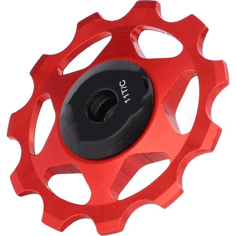Dé railleur arrière de VTT Poulie 11T Roue de guidage Galet tendeur avec roulement Pièce de rechange Rouge (1/5)