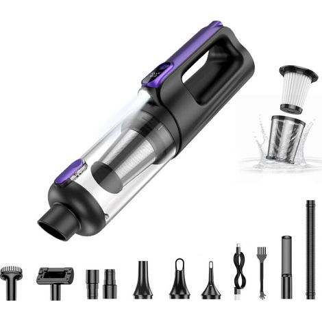 Cordless Handheld Vacuum Cleaner, 2 in 1 16000PA Car Vacuum Cleaner, 100W Brushless Motor, LED Light and Multi-Nozzles, Suitable for Car, Home, Office and Pets. (1/4)