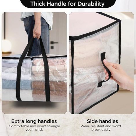 Lot de 4 Grands Sacs Rangement 94L - Imperméables, Couvercle Zip et Poignées, pour Déménagement/Camping/Linge (1/5)