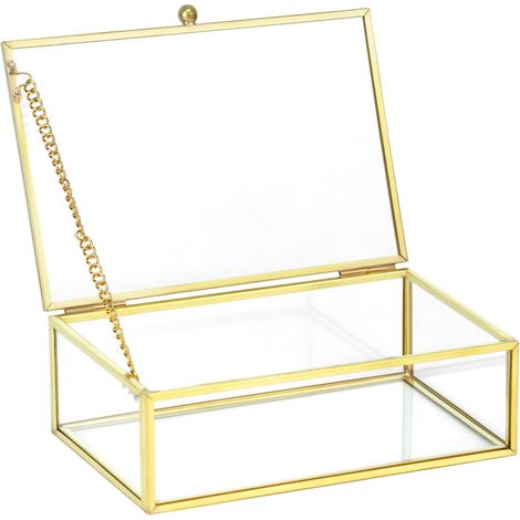 Schmuckkästchen, Schmuckorganisator mit Deckel, Gold, 15 x 10 x 5 cm, Vintage