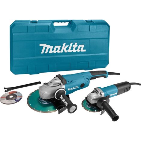 Makita – Meuleuse d'angle 230 mm 2200W – DK0053GX1 – 2 meuleuses avec 2 disques diamantés – Pour béton armé et métal