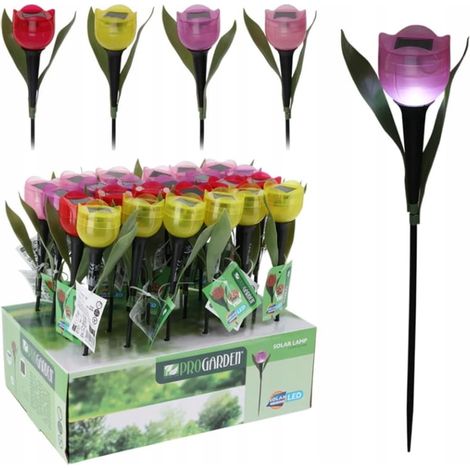 Lampe solaire tulipe 30 cm, décoration de jardin colorée à lumière chaude