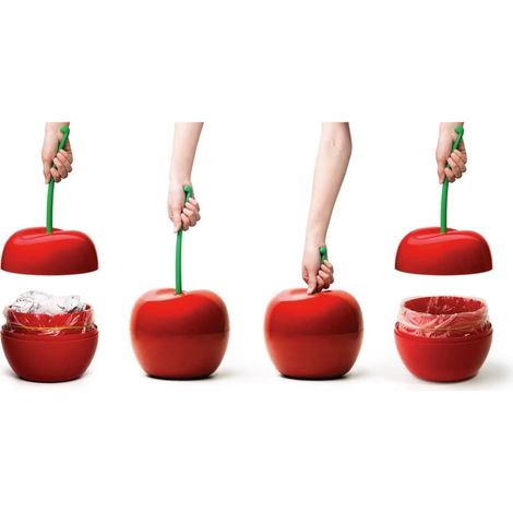 Qualy QL10128 - Cestino per la Spazzatura a Forma di Ciliegia, in plastica, capacità 4 l (1/4)