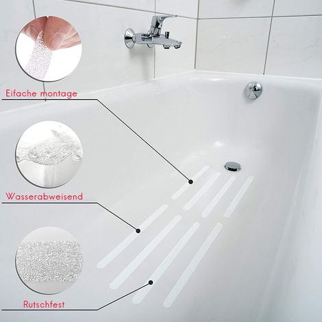 Lot de 18 bandes antidérapantes pour douche et baignoire, ruban adhésif antidérapant pour douche. (1/5)