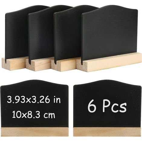 BEBUSINGOTO Paquet de 6 Mini panneaux de tableau noir, tableaux de craie de Notes de cuisine avec supports 10x7.5cm petit tableau noir (1/5)