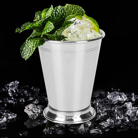 Verre à mojito menthe argentée en acier inoxydable, idéal pour les cocktails, les boissons mixtes, les bars et les fêtes. (1/5)