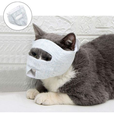 Museau de chat respirant Muselière de retenue de chat en coton pour le toilettage et la coupe des ongles Section des yeux ouverts M (1/5)