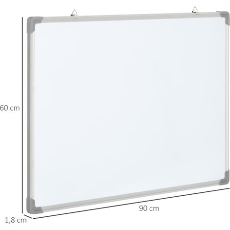 Tableau blanc magnétique, ardoise de notes avec accessoires, 4 marqueurs, 1 éponge, 10 aimants, blanc et argent (1/5)