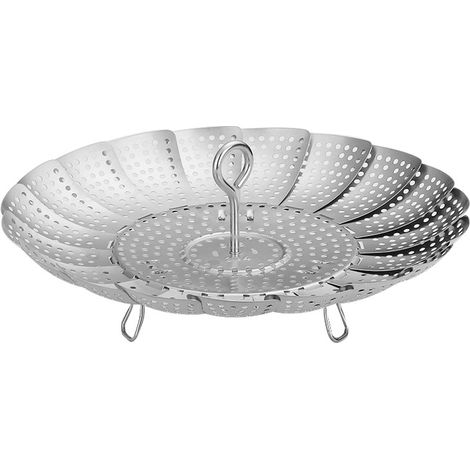 Panier Vapeur INOX, Paniers Cuit-Vapeur Inoxydable, Pliable Panier Vapeur avec 3 Pieds en Acier INOX, Pliable Vegetable Steamer Accessoire pour La Nourriture Légumes Fruits - Petite 1pcs (1/4)