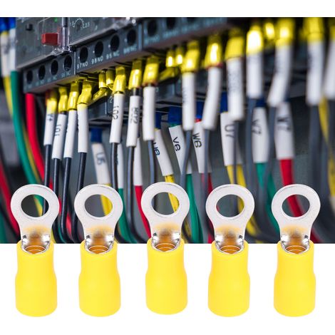 1000 Stück O-Typ RV5.5-5 Messing isolierte Crimp-Anschlussklemmen Set für elektrische Bauteile (1/5)