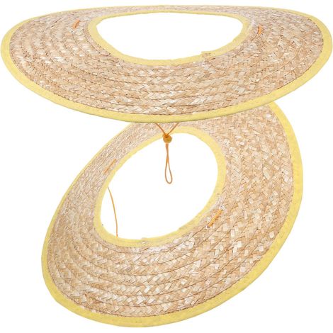 Visière de protection solaire Healeved (lot 2) en paille blé légère avec large bord, respirante et