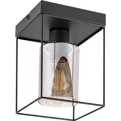 Plafoniera Rabalux Chadwick nera vetro fumé E27 25W (1/5)