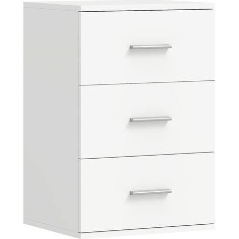 Comodino bianco con 3 cassetti in MDF 40 x 35 x 60 cm (1/5)
