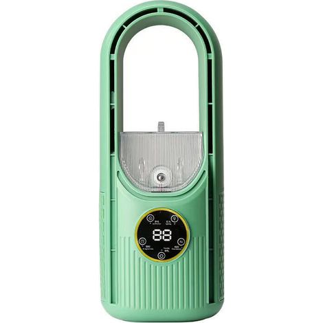 Ventilador de escritorio portátil sin aspas con 6 velocidades, función de nebulización, conexión USB directa y función de temporizador (verde). (1/5)