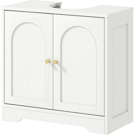 Waschtischunterschrank mit Unterschrank und verstellbarem Regal, weiß, für Waschbecken mit oder ohne Säule