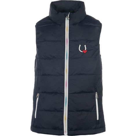 11/13 anni, blu scuro: Gilet equitazione per bambini modello Mika con imbottitura leggera e antivento (1/5)