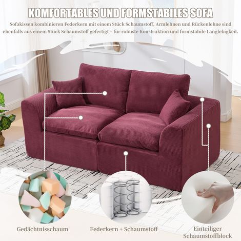 Canapé minimaliste moderne en tissu, canapé deux places pour salon, fauteuil doux et confortable, coussins inclus, canapé de détente de style nordique, idéal pour le salon ou la chambre. (1/5)
