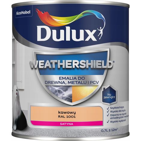 Esmalte acrílico Dulux Weathershield para metal y madera, color café, 0,7 L