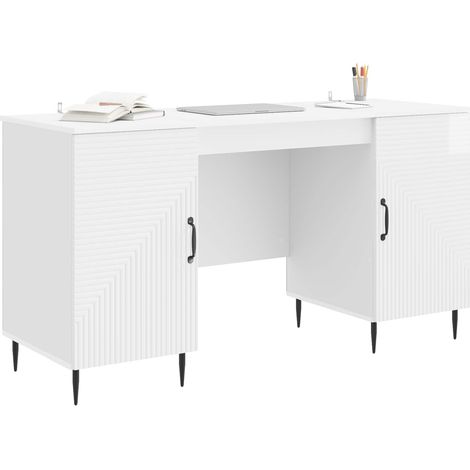 Maison Exclusive - Schreibtisch Hochglanz Weiß 142,5 x 50 x 75 cm