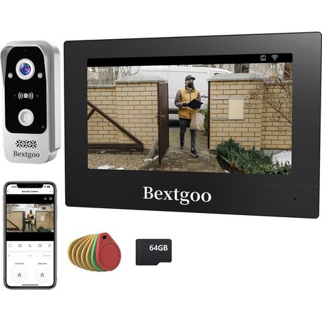 Visiophone Connecté Interphone Vidéo Filaire 2 Fils, Moniteur Tactile Couleur 7", Déverrouillage à Distance, Détection AI, Audio Bidirectionnel, Vision Nocturne, Carte SD 64G Intégrée (1/5)