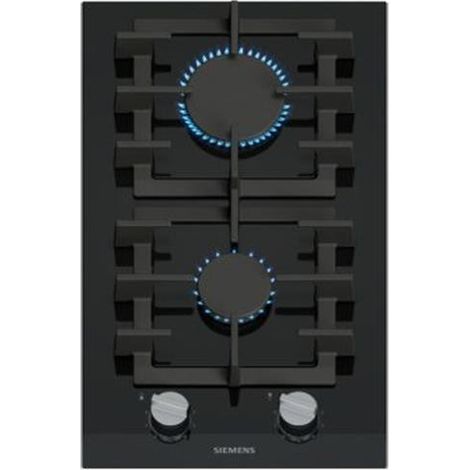 Placa Gas Siemens ER3A6BI40 Domino 2 Fuegos StepFlame Cristal Negro