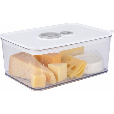 Boite fromage frigo 1650 ml avec couvercle hermetique et bouton de reglage du temps Boite a fromage pour frigo empilable utilisable aussi comme plateau fromage frigo pratique et facile a nettoyer (1/5)