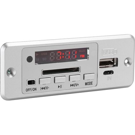 Module décodeur audio MP3 5V avec radio FM USB, lecteur de musique MP3 et amplificateur intégré (argenté) (1/5)