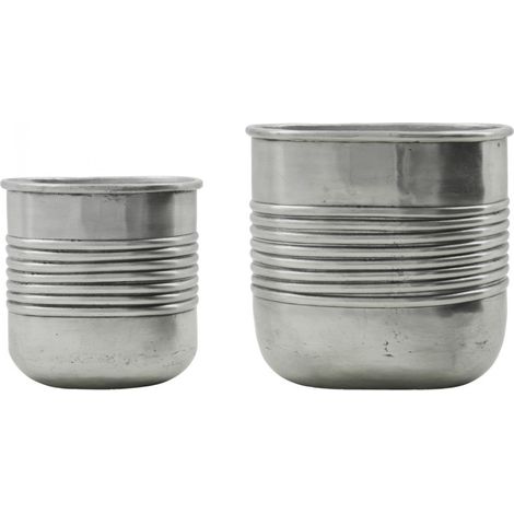Lot de 2 cache pots en métal Groove (1/5)