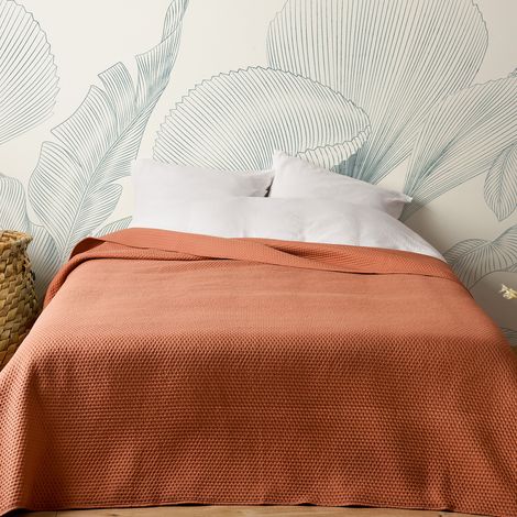 Jeté de lit uni 100% polyester "Hawai" - 180x240cm - Terre cuite