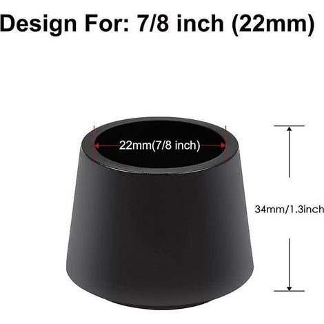 16 Paquet Embouts de protection de chaise, Embout pied de chaise Caoutchouc pied de chaise Protection Embouts, Diamètre intérieur - 7/8 pouce / 22 mm, noir (1/3)