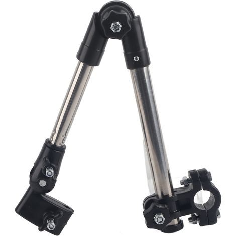 Support noir réglable 360° pour parapluie extensible, support de montage pour poussette, poussette enfant, vélo et chaise.