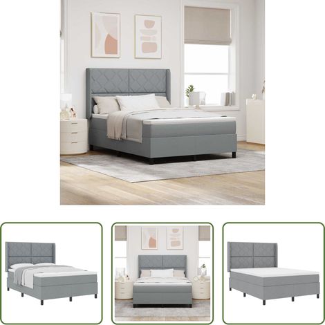vidaXL Cama tipo Box Spring con cojín Gris Claro 200 x 160 cm tela (1/5)